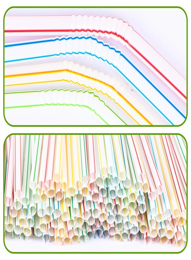 TOMNK 300PCS Tomnk Disposable Plastic Drinking Straws - Flexible Straws Disposable 8.3" Long, Colorful Plastic Striped Assorted Colors for Home Use Milk Juice Drinks - Image 5